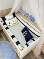 Enxoval de berço off azul escuro - 10 peças - Imagem 7