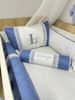 Enxoval de berço azul antigo - 10 peças - Imagem 3