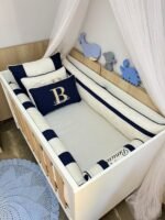 Enxoval de berço off azul escuro - 10 peças