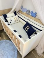 Enxoval de berço off azul escuro - 10 peças - Imagem 2