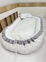 Ninho redutor de berço branco e cinza. - Imagem 4