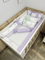 Enxoval jardim xadrez lilás - 11 peças. - Imagem 2