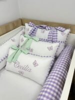 Enxoval jardim xadrez lilás - 11 peças. - Imagem 7