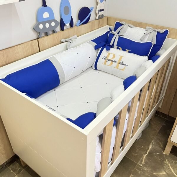 Enxoval de Berço, Azul caneta - 9 peças.