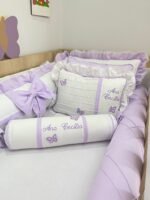enxoval de berço borboleta lilás - 10 peças. - Imagem 3