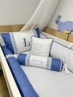 Enxoval de berço azul antigo - 10 peças - Imagem 7