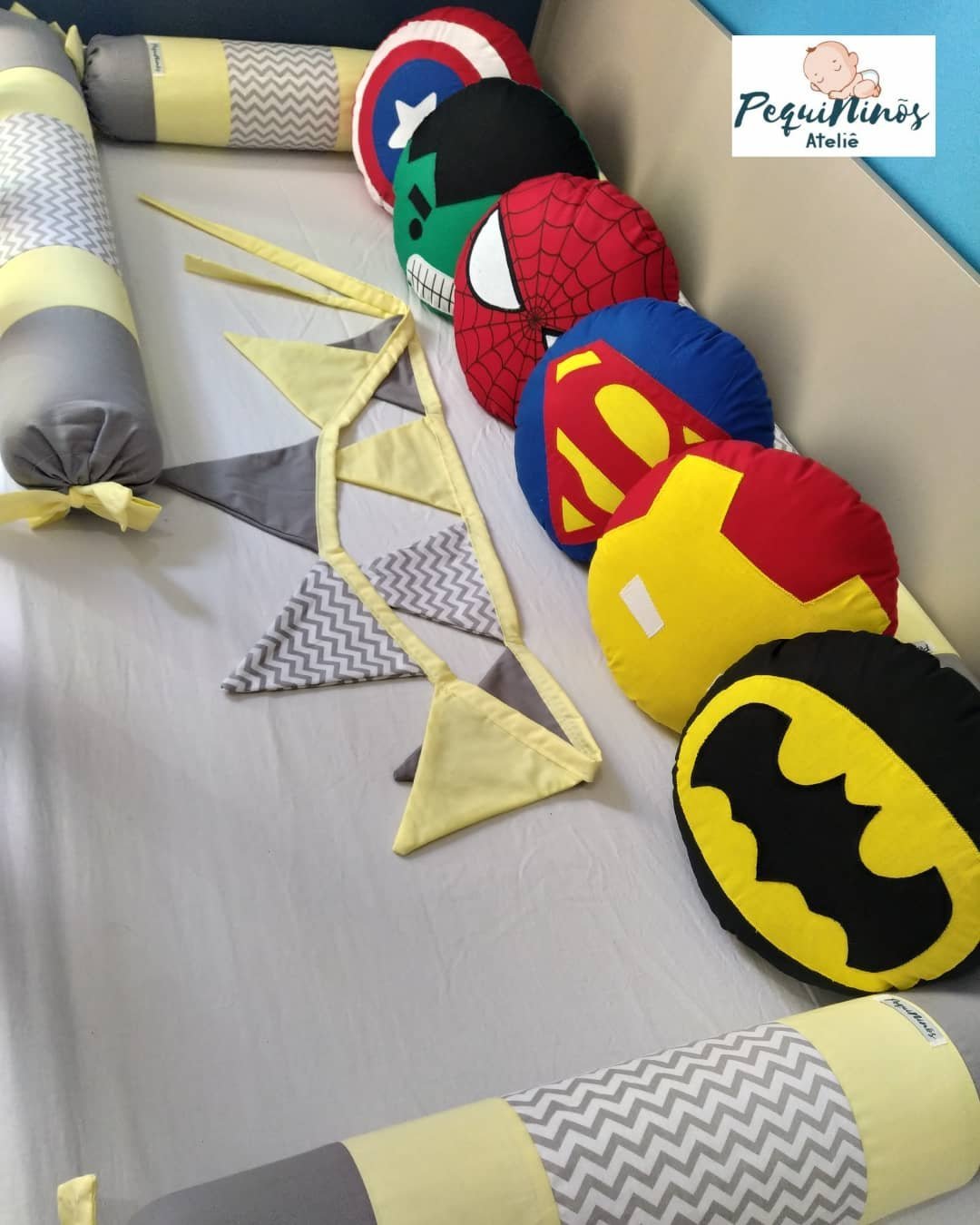 a86a1877-8dd4-4849-a0cb-4006e8ce557e.jpg Enxoval mine cama Heróis - 12 peças - Imagem 1