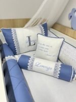 Enxoval de berço azul antigo - 10 peças - Imagem 9